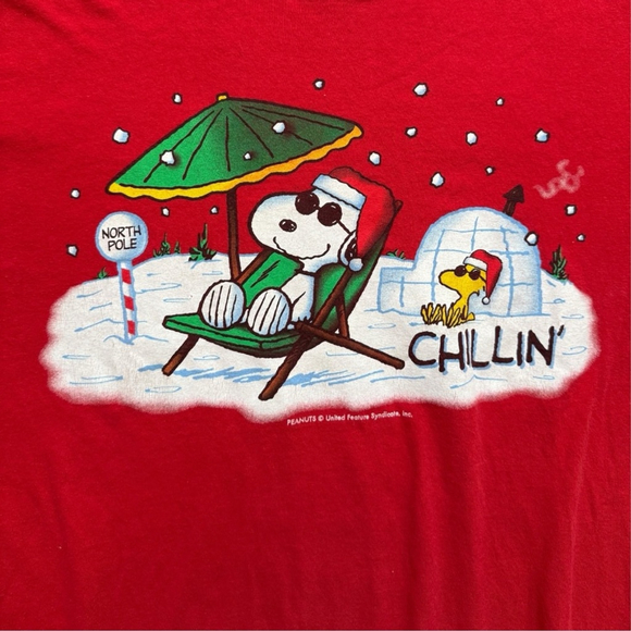 Vintage Peanuts Holiday Snoopy Woodstock Christmas T-Shirt Size Medium - Picture 2 of 5